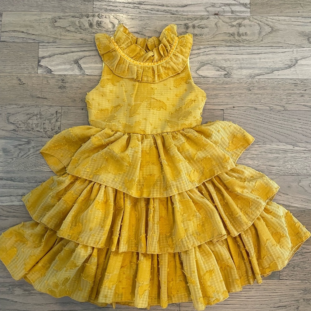 Charming Yellow Ruffled Kids Dress